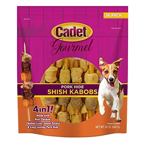 Cadet Gourmet Porkhide Shish Kabobs 4 In 1 Natural Dog Chews - Chicken - 24 Oz - 36 Pack  