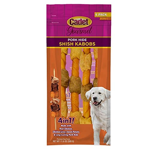 Cadet Gourmet Porkhide Shish Kabobs 4 In 1 Natural Dog Chews - Chicken - Extra Large - 4 Pack  