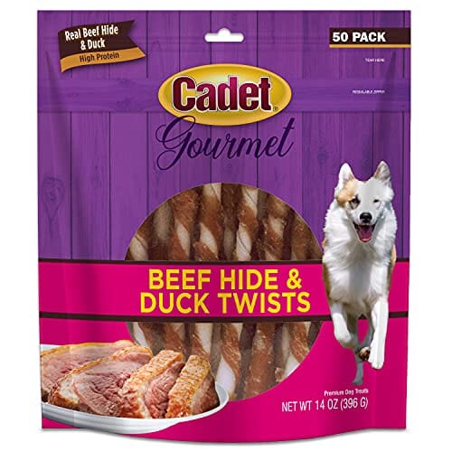 Cadet Gourmet Rawhide Twists Natural Dog Chews - Duck - 50 Pack  