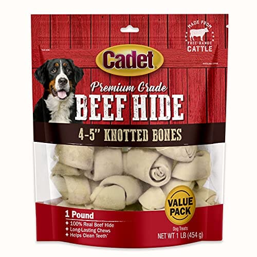 Cadet Premium Grade Knotted Rawhide Bones Natural Dog Chews - Natural - 4-5 In - 1 Lb  