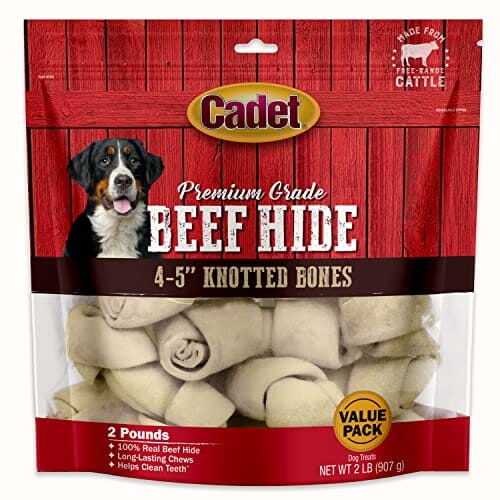 Cadet Premium Grade Knotted Rawhide Bones Natural Dog Chews - Natural - 4 - 5 In - 2 Lbs  