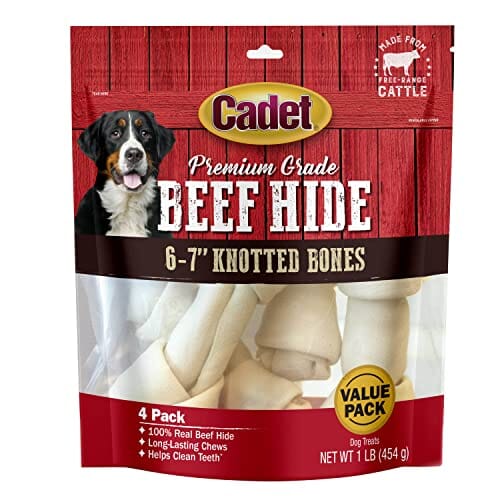 Cadet Premium Grade Knotted Rawhide Bones Natural Dog Chews - Natural - 6 - 7 In - 1 Lb  