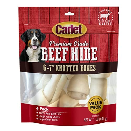 Cadet Premium Grade Knotted Rawhide Bones Natural Dog Chews - Natural - 6 - 7 In - 1 Lb