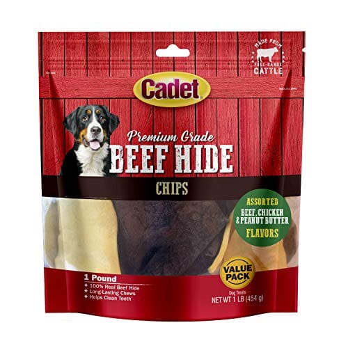 Cadet Premium Grade Rawhide Chips Natural Dog Chews - Assorted - 1 Lb