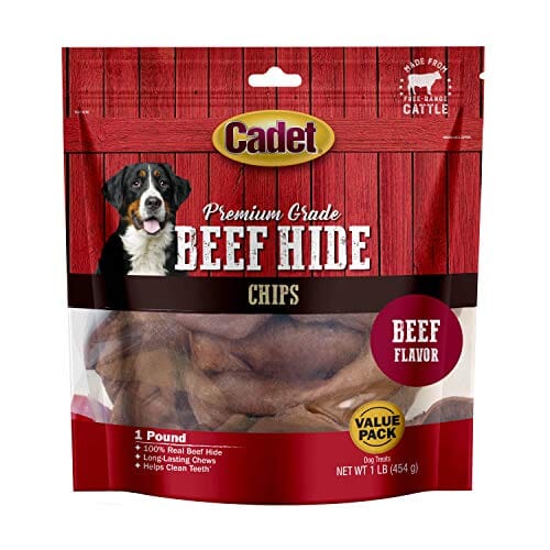 Cadet Premium Grade Rawhide Chips Natural Dog Chews - Beef Basted - 1 Lb  