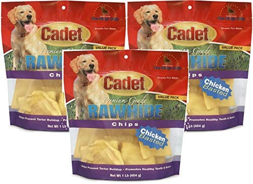 Cadet Premium Grade Rawhide Chips Natural Dog Chews - Chicken Basted - 1 Lb  