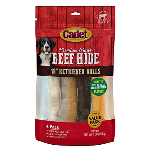 Cadet Premium Grade Retriever Rawhide Rolls Natural Dog Chews - Assorted - 10 In - 1 Lb  