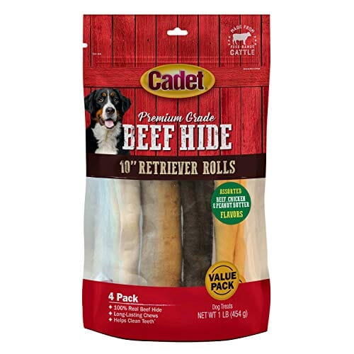 Cadet Premium Grade Retriever Rawhide Rolls Natural Dog Chews - Assorted - 10 In - 1 Lb