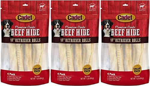 Cadet Premium Grade Retriever Rawhide Rolls Natural Dog Chews - Natural - 10 In - 1 Lb  