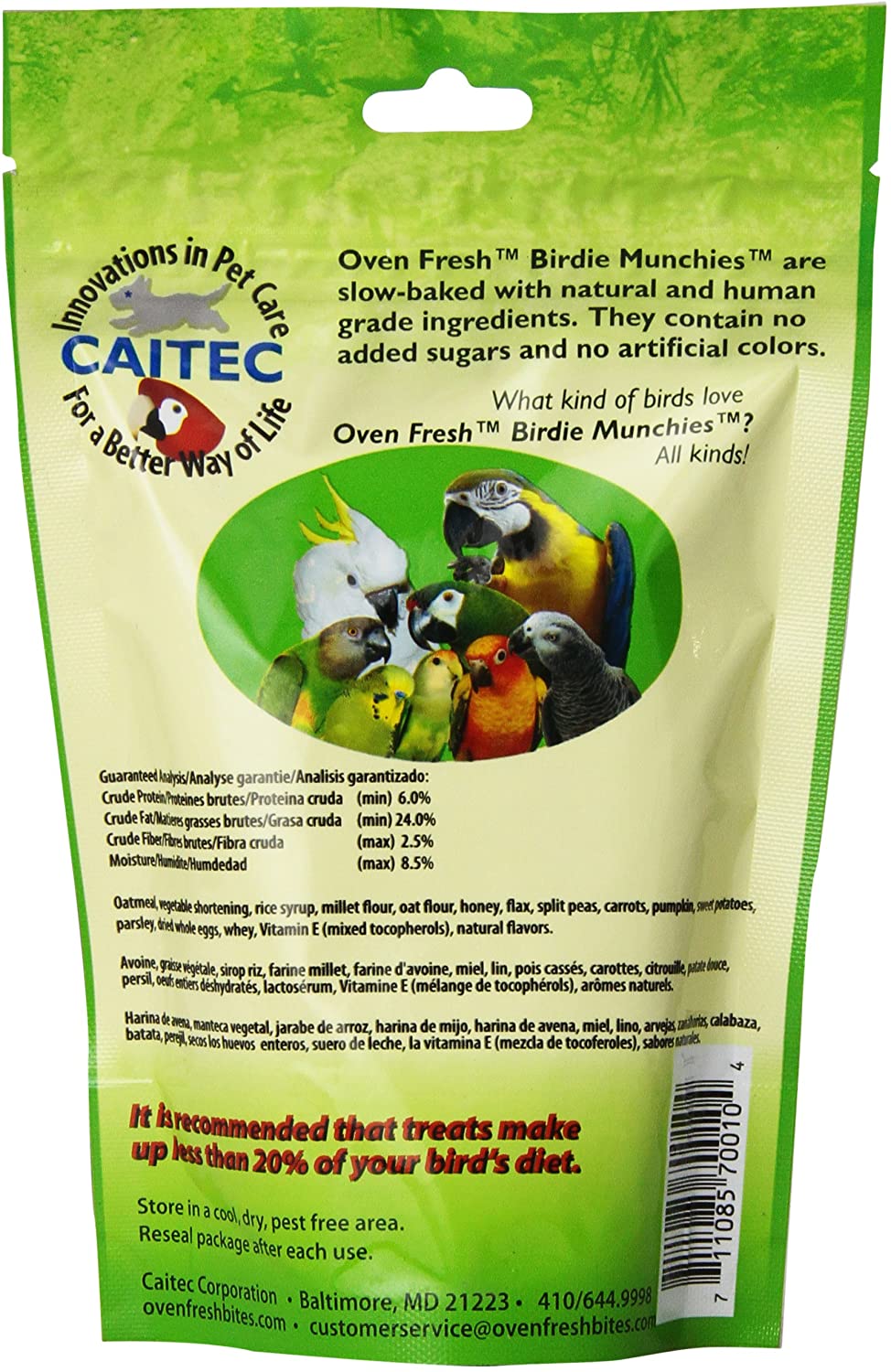 Caitec Baked Veggie Delight Munchies Bird Treats - 4 oz - Case of 12  