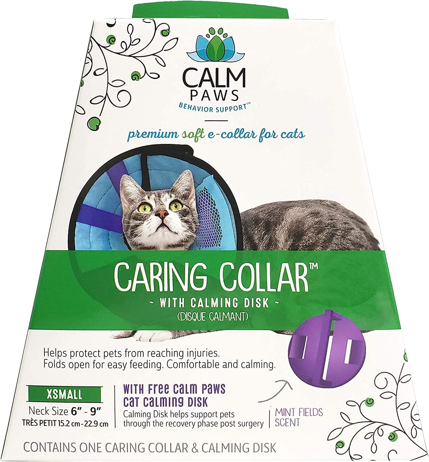 Calm Paws Caring Dog Collar with Calming Disk for Cats - Extra Small  