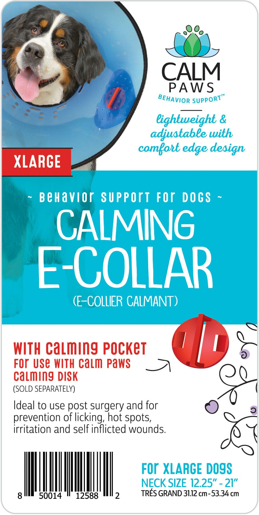 Calm Paws Dog E-Collar - Blue - Extra Large - 12.25 - 21 In  