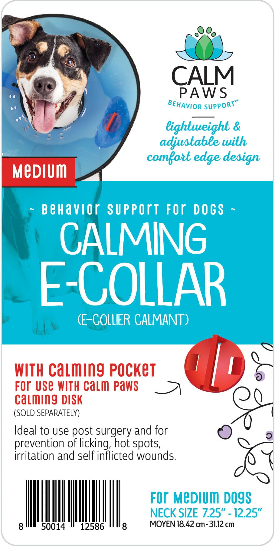 Calm Paws Dog E-Collar - Blue - Medium - 7.25 - 12.25 I  