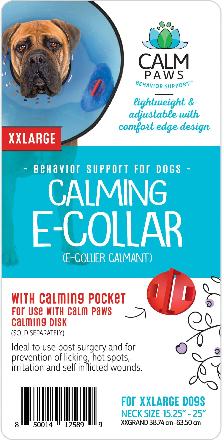 Calm Paws Dog E-Collar - Blue - X Extra Large - 15.25 - 25 In  