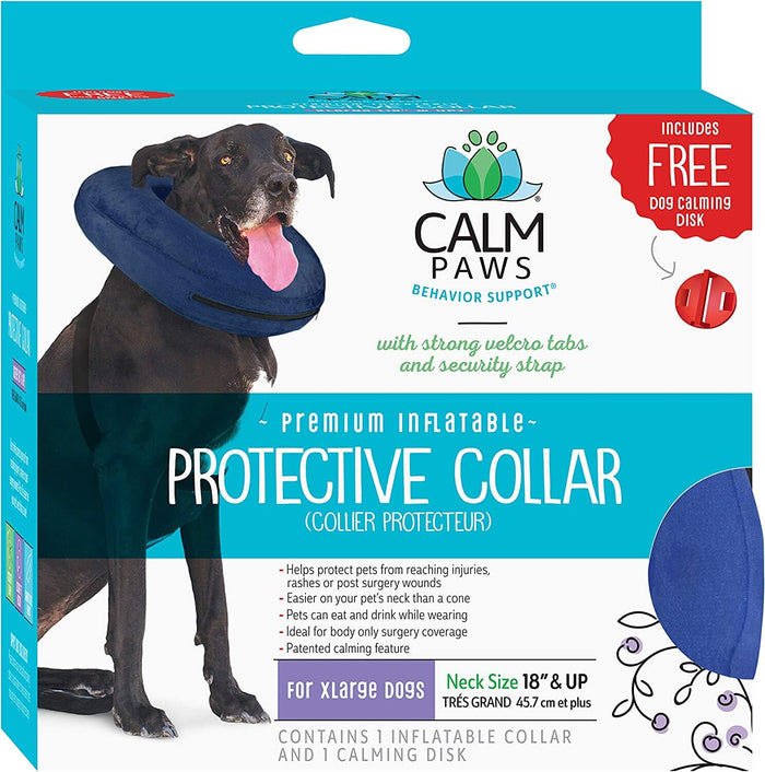 Calm Paws Protective Inflatable Dog Collar with Dog Calming Disk - Extra Large