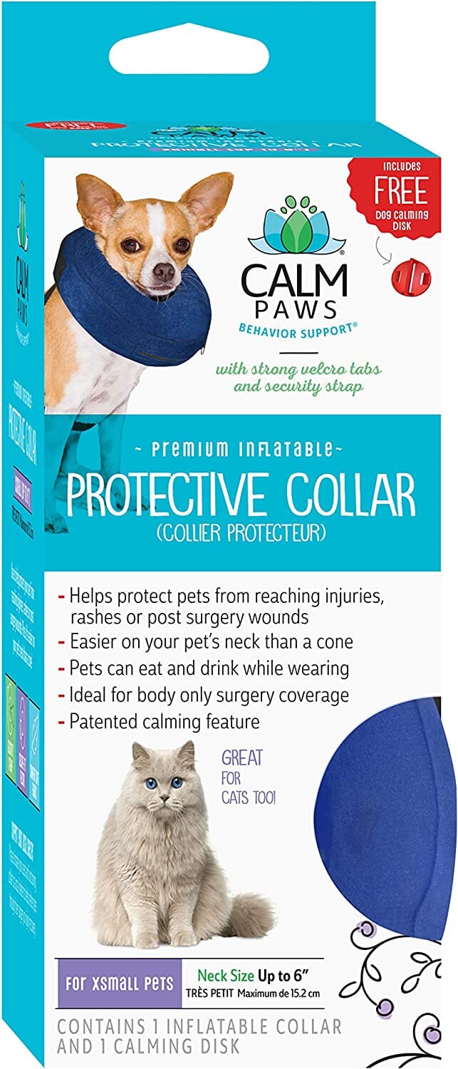 Calm Paws Protective Inflatable Dog Collar with Dog Calming Disk - Extra Small  