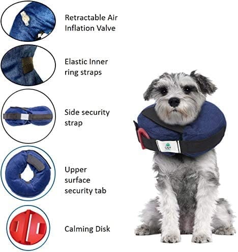 Calm Paws Protective Inflatable Dog Collar with Dog Calming Disk - Extra Small  