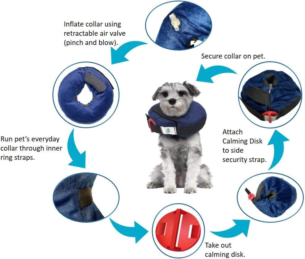 Calm Paws Protective Inflatable Dog Collar with Dog Calming Disk - Extra Small  