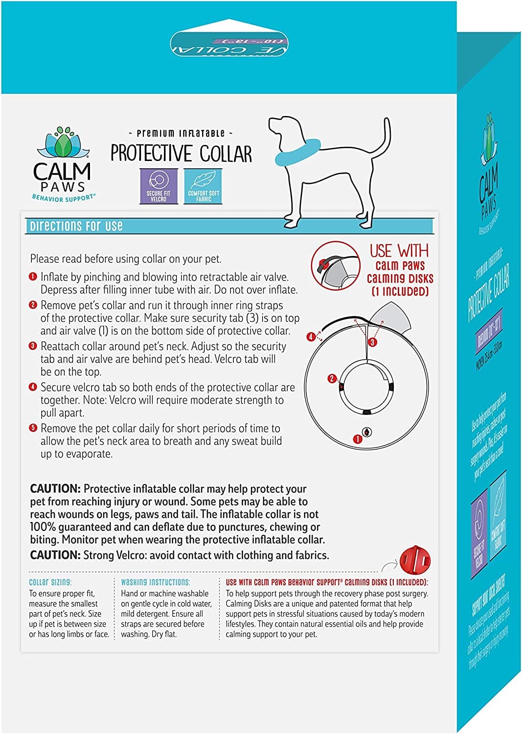 Calm Paws Protective Inflatable Dog Collar with Dog Calming Disk - Medium  