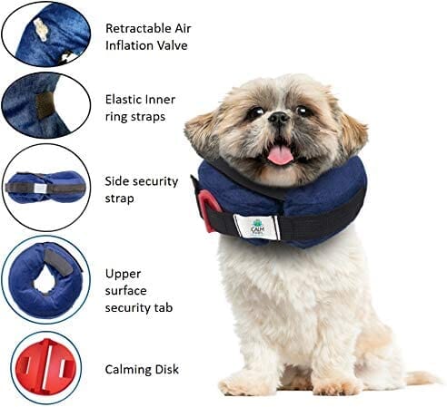 Calm Paws Protective Inflatable Dog Collar with Dog Calming Disk - Small  