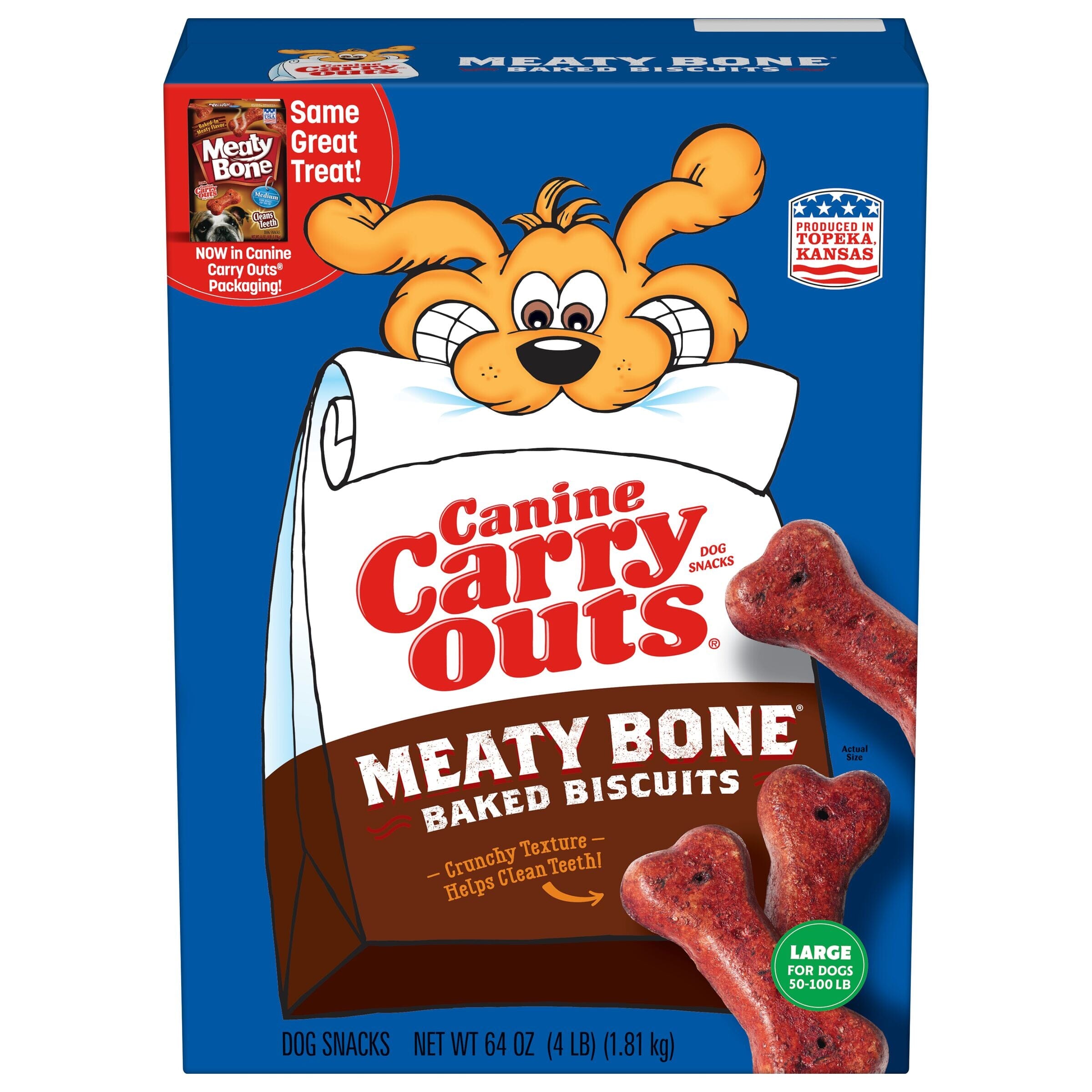 Canine Carry Outs Meaty Bone Baked Biscuits Dog Treats - 64 Oz - Large  