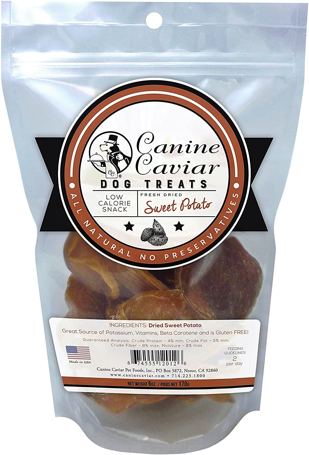 Canine Caviar Dried Sweet Potatoes Dehydrated Dog Treats - 6 oz  