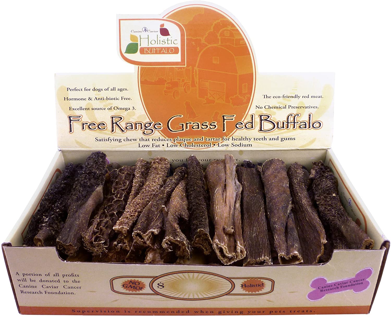 Canine Caviar Free-Range Fed Vanilla Tripe Flat Natutal Dog Bully Sticks - 6 Inch - 50 Count  