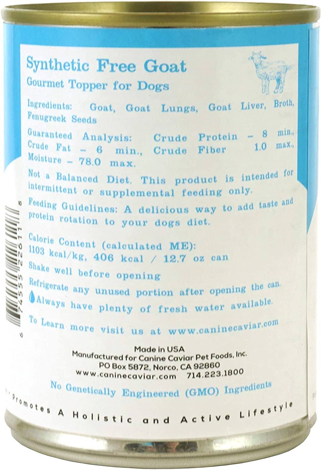 Canine Caviar Synthetic Free and Grain Free Goat Canned Dog Food - 12.7 oz - Case of 12  