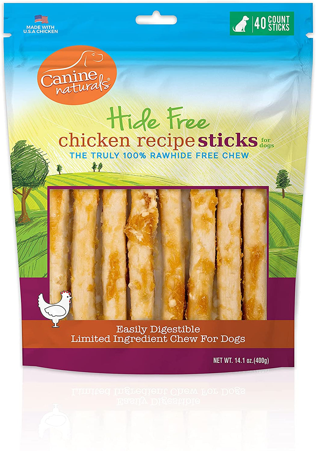 Canine Naturals Hide-Free Chicken Dog Bully Sticks - 5 Inch - 14.1 oz - 40 Count  