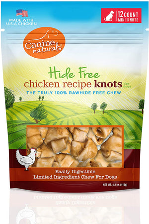 Canine Naturals Hide-Free Chicken Mini-Knot Natural Dog Chews - 4.2 oz - 12 Count