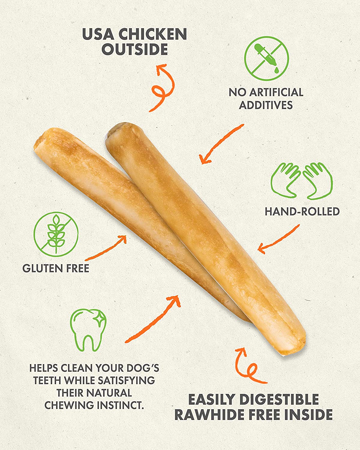 Canine Naturals Hide-Free Chicken Rolls Natural Dog Chews - 10 Inch - 9 oz - 2 Count  