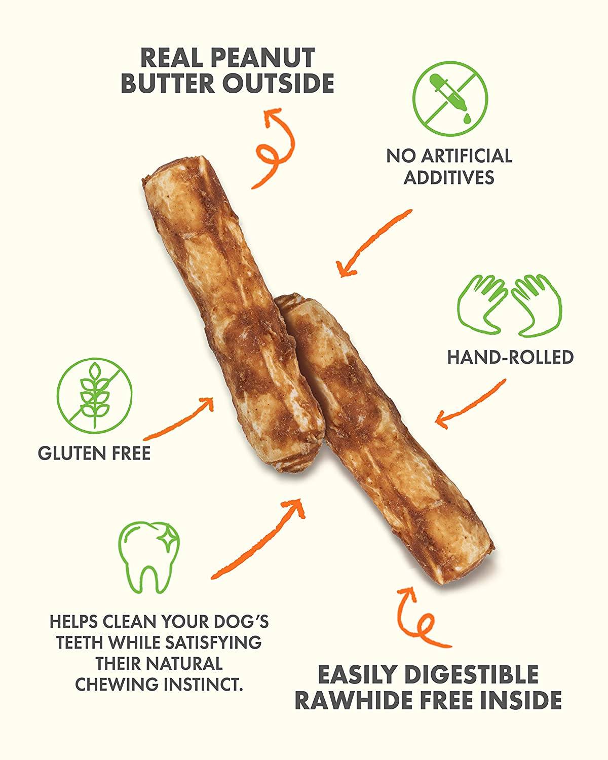 Canine Naturals Hide-Free Mini Roll Peanut Butter Chewy Dog Treats - 2.5 Inch - 4.2 oz - 6 Count  