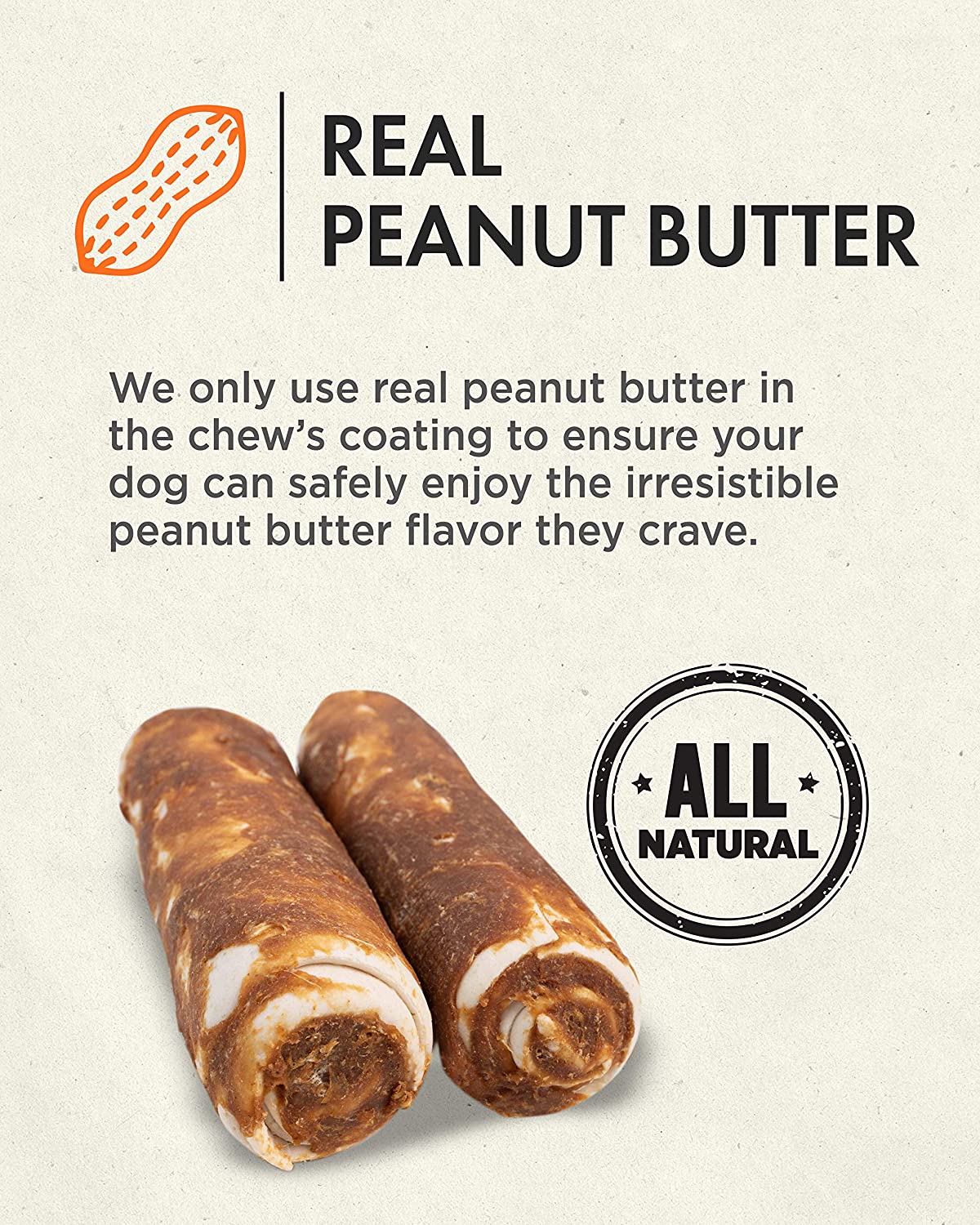 Canine Naturals Hide-Free Peanut Butter Chewy Dog Treats - 4 Inch - 4.2 oz - 2 Count  