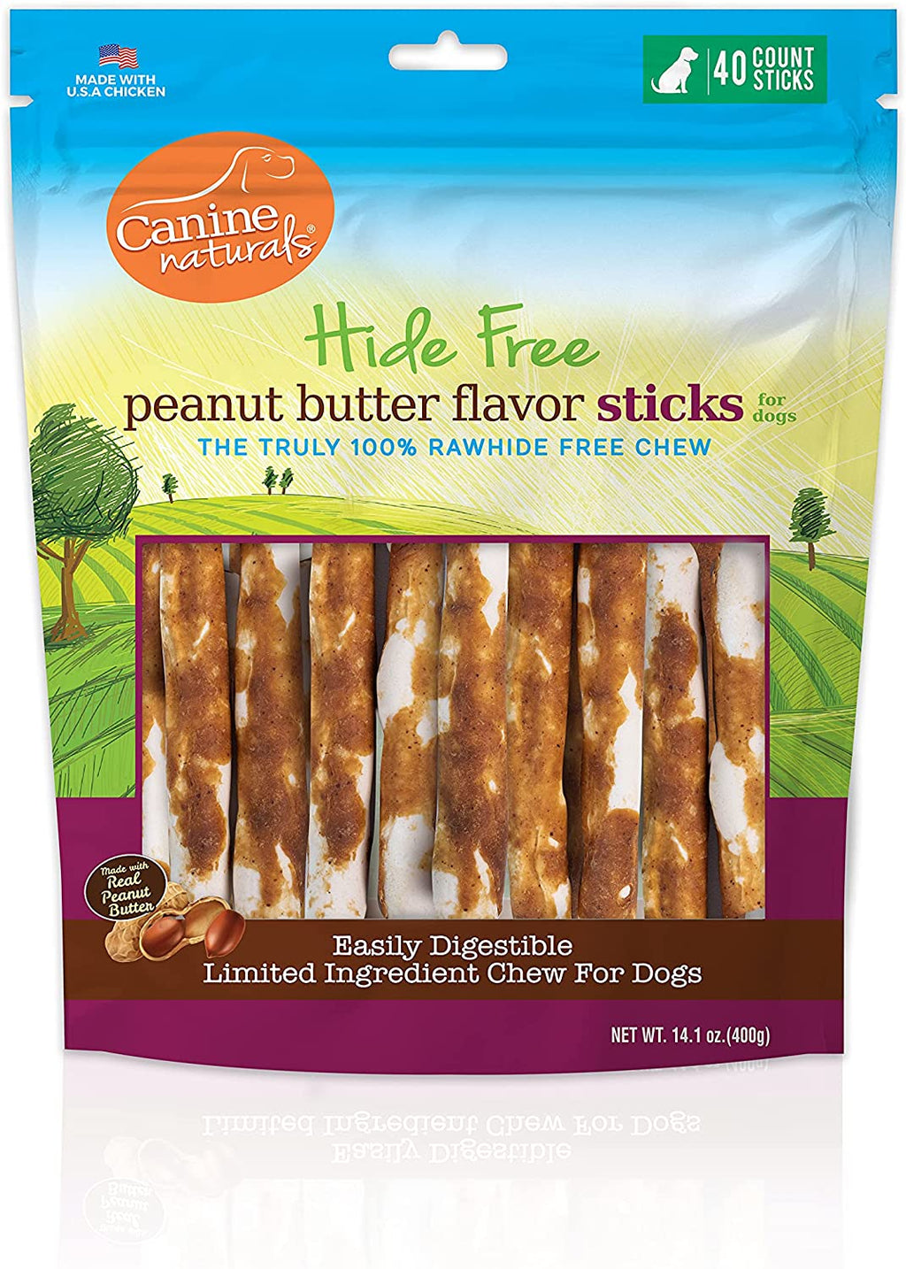 Canine Naturals Hide-Free Peanut Butter Chewy Dog Treats - 5 Inch - 14.1 oz - 40 Count  