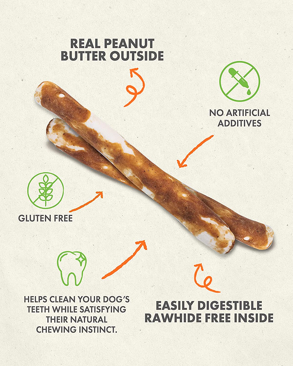 Canine Naturals Hide-Free Peanut Butter Chewy Dog Treats - 5 Inch - 14.1 oz - 40 Count  