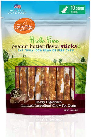 Canine Naturals Hide-Free Peanut Butter Chewy Dog Treats - 5 Inch - 3.5 oz - 10 Count