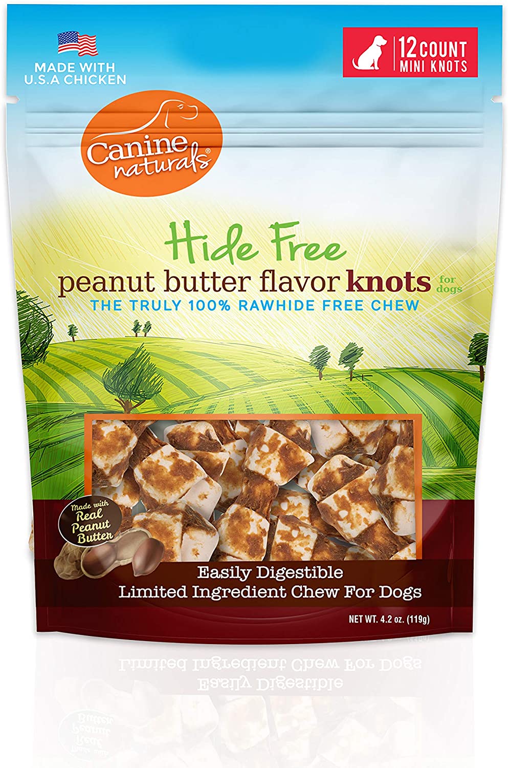 Canine Naturals Hide-Free Peanut Butter Mini-Knots Chewy Dog Treats - 4.2 oz - 12 Count  