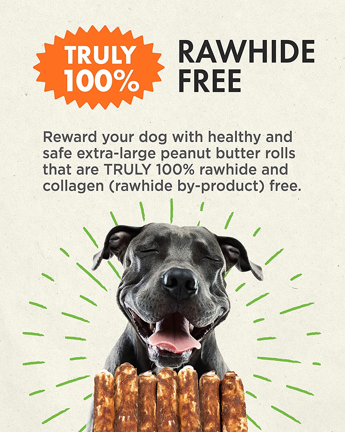 Canine Naturals Hide-Free Peanut Butter Rolls Chewy Dog Treats -10 Inch - 9 oz - 2 Count  