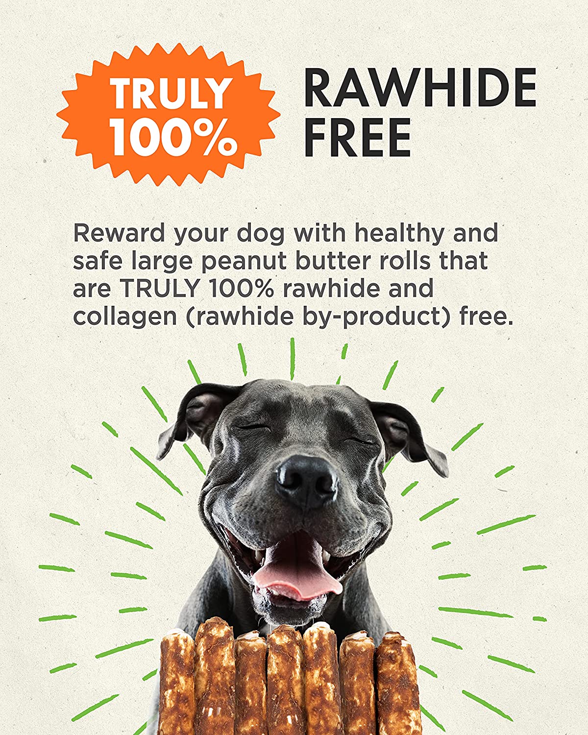 Canine Naturals Hide-Free Peanut Butter Rolls Chewy Dog Treats - 7 Inch - 19.4 oz - 5 Count  