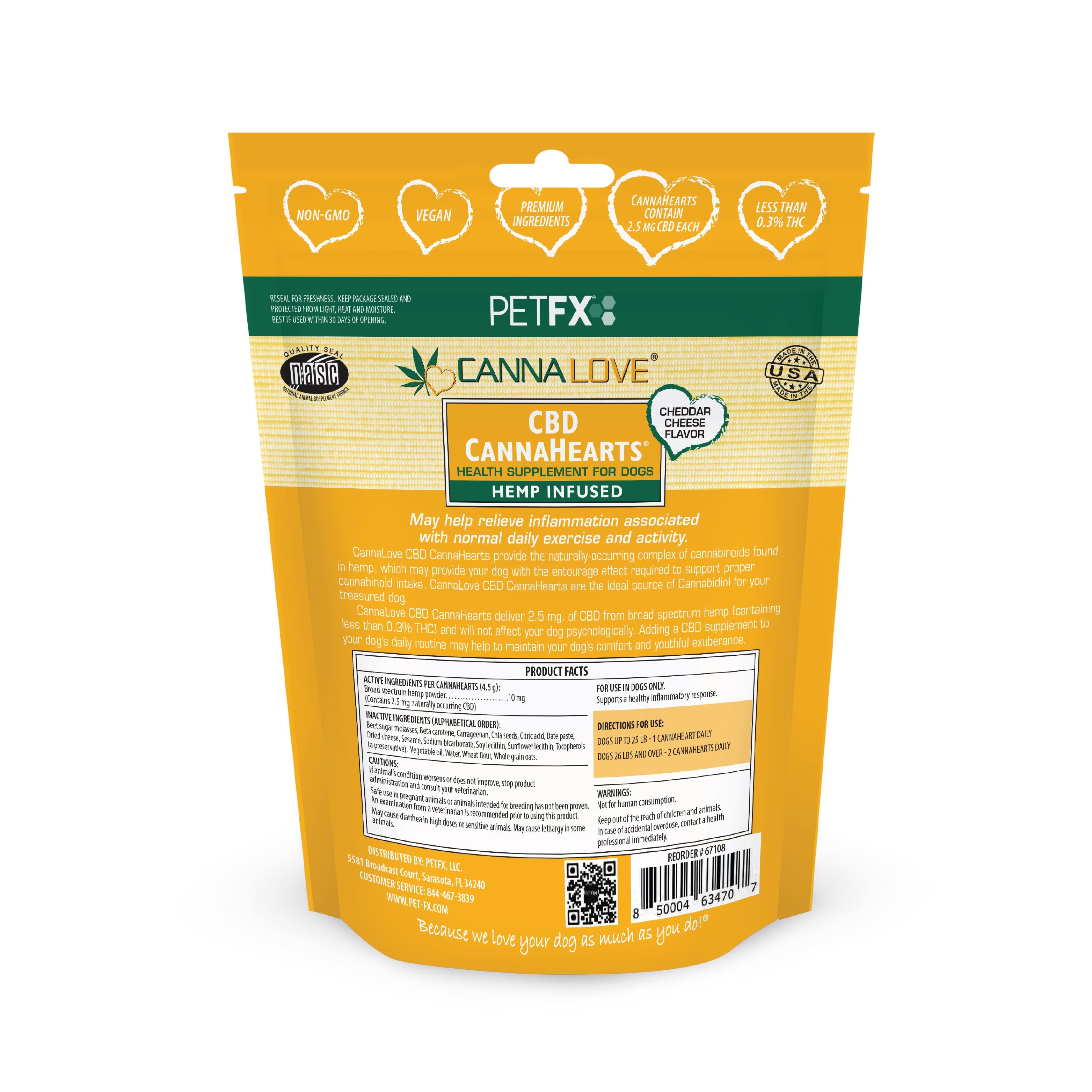 CannaLove CannaHearts CBD Dog Supplement 4.5mg Cheese - 12 Oz  