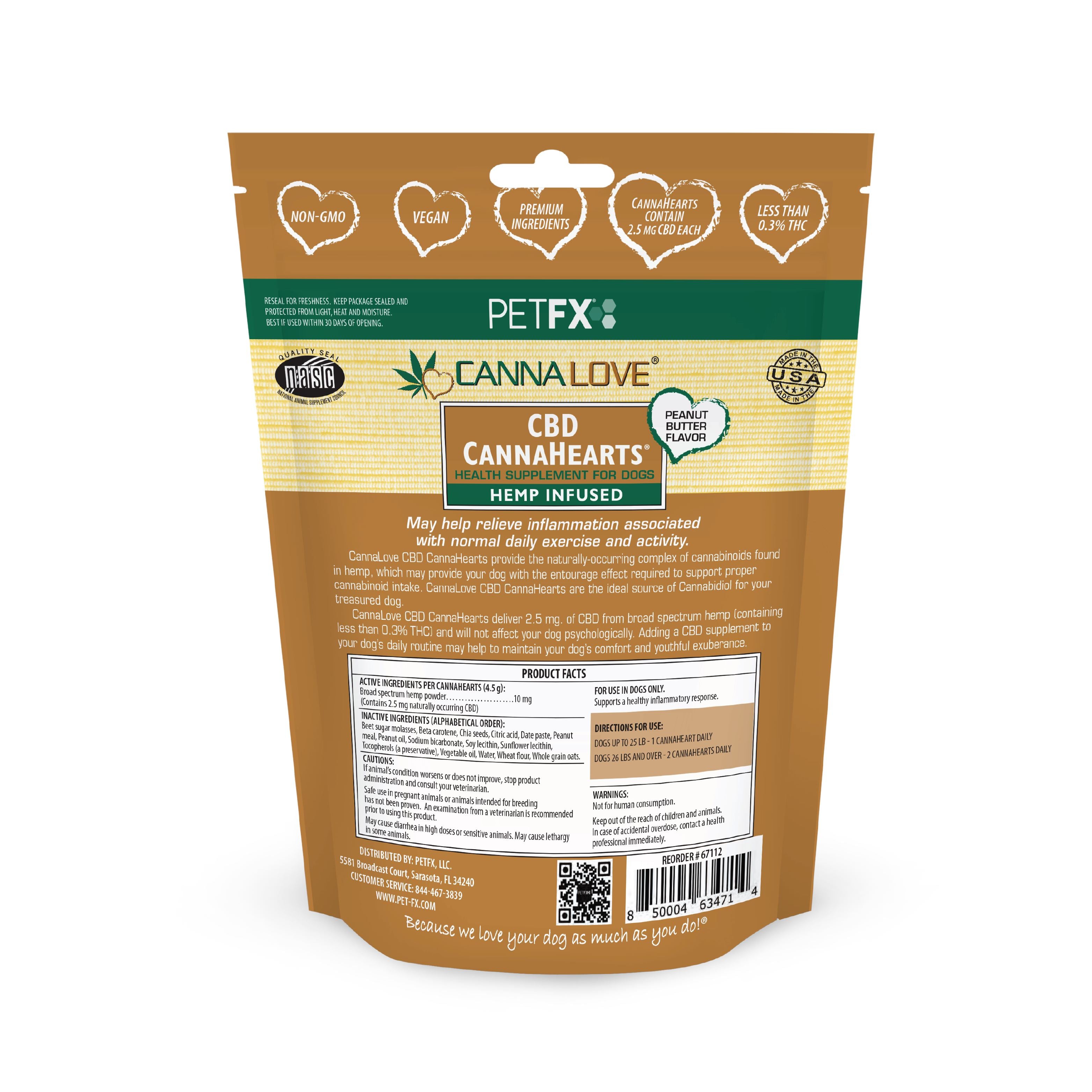 CannaLove CannaHearts CBD Dog Supplement 4.5mg Peanut Butter - 12 Oz  