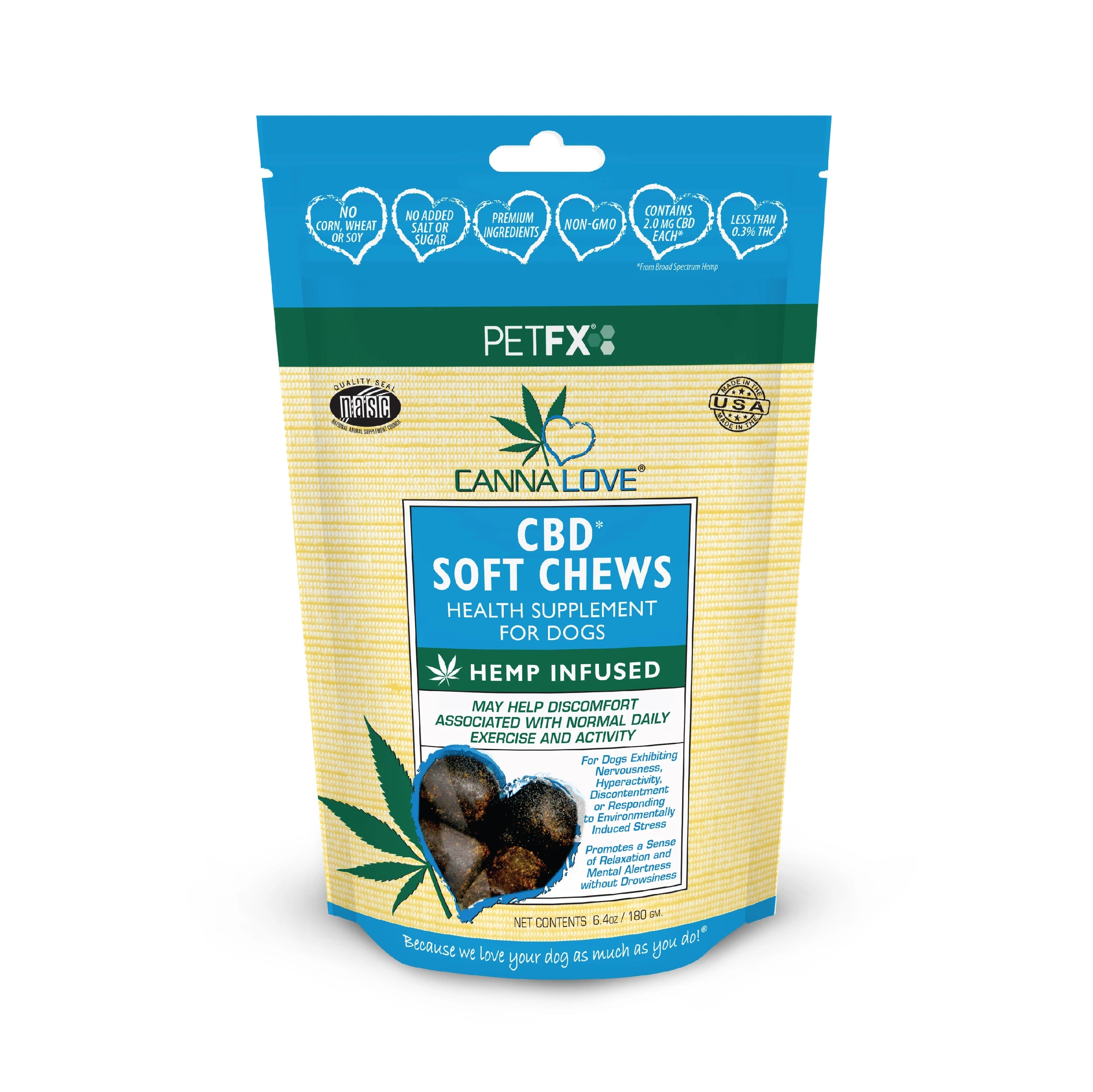 CannaLove CBD Soft Chews Dog Health Supplements - 6.4 Oz  