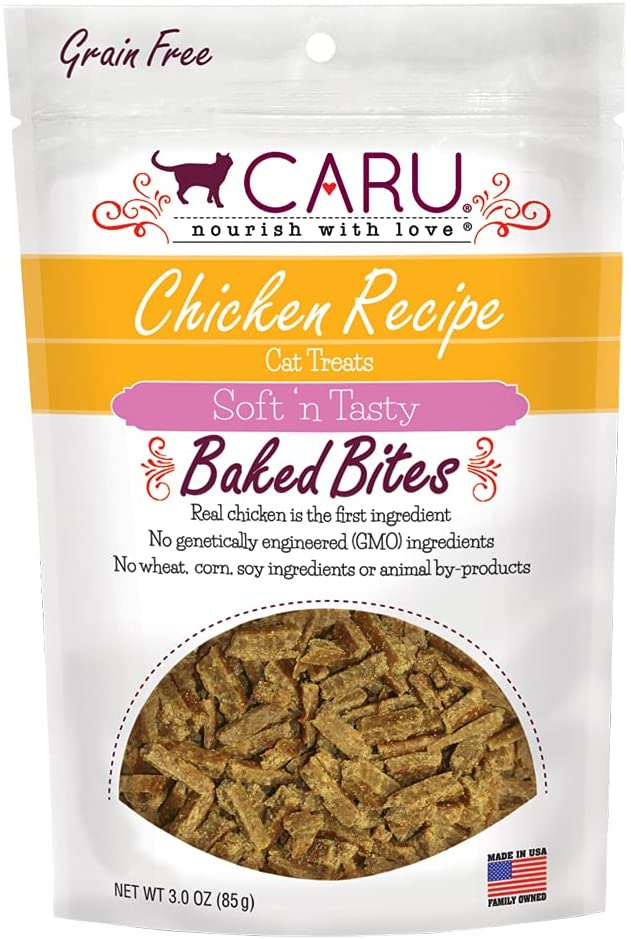 Caru Natural Chicken Recipe Bites Soft and Chewy Cat Treats - 3 oz  