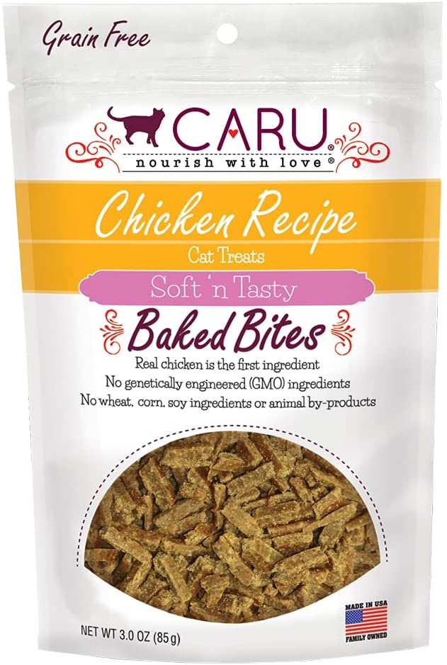 Caru Natural Chicken Recipe Bites Soft and Chewy Cat Treats - 3 oz