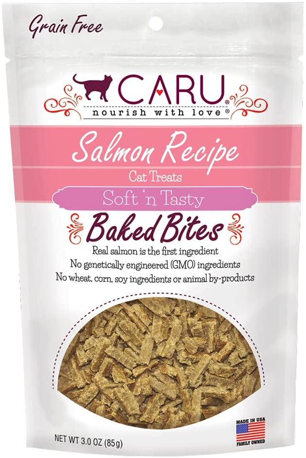 Caru Natural Salmon Recipe Bites Soft and Chewy Cat Treats - 3 oz  