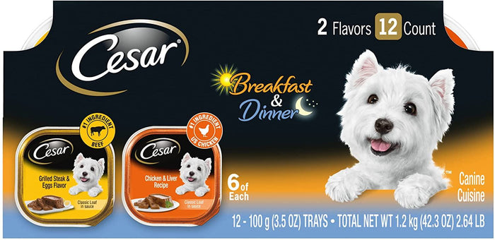 Cesar Canine Cuisine Breakfast and Dinner Multi-Pack Wet Dog Food - 3.5 oz - Case of 24