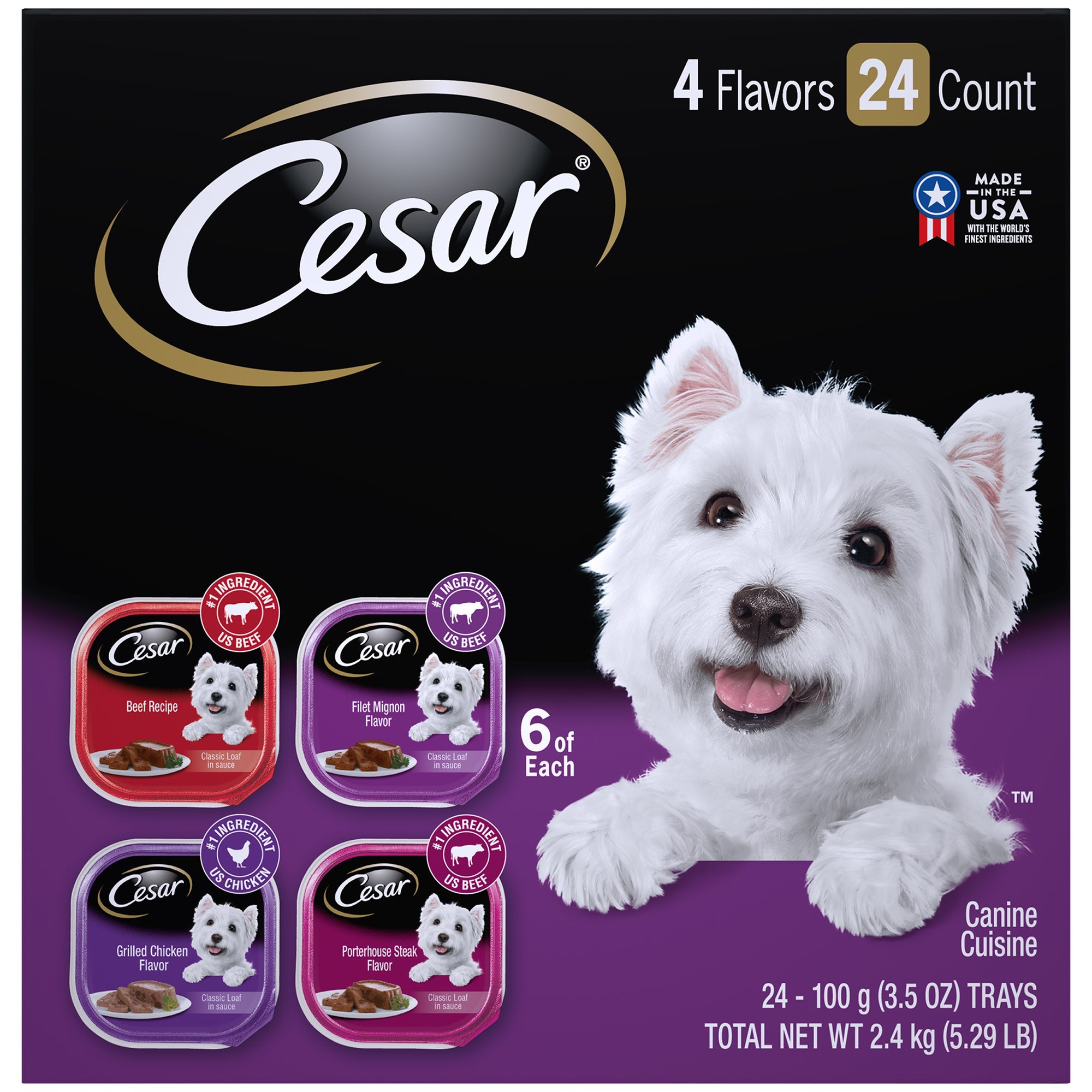 Cesar Canine Cuisine Breakfast Lovers Multi-Pack Wet Dog Food - 3.5 oz - Case of 24  