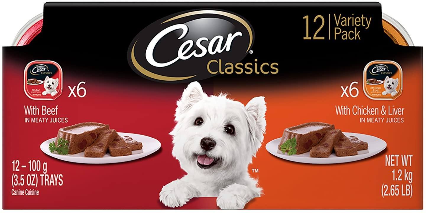 Cesar Canine Cuisine Classic Beef, Chicken & Liver Multi-Pack Wet Dog Food - 3.5 oz - Case of 24  