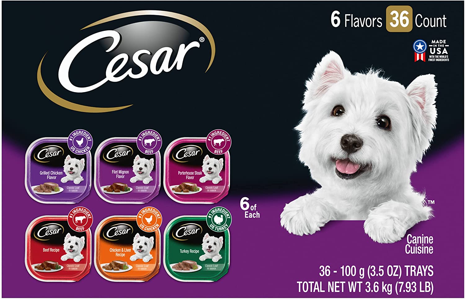 Cesar Canine Cuisine Classics Multi-Pack Wet Dog Food - 3.5 oz - Case of 36  