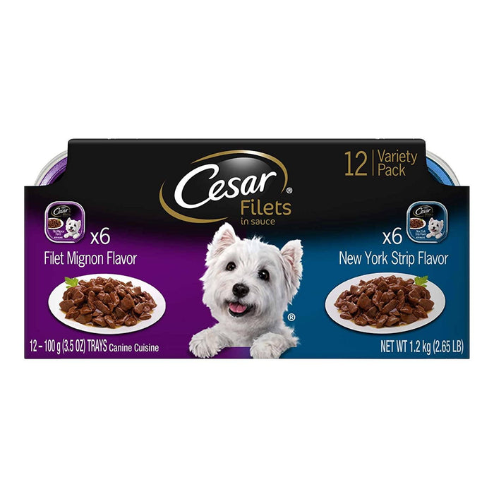 Cesar Canine Cuisine Gourmet Filets Beef Multi-Pack Wet Dog Food - 3.5 oz - Case of 24
